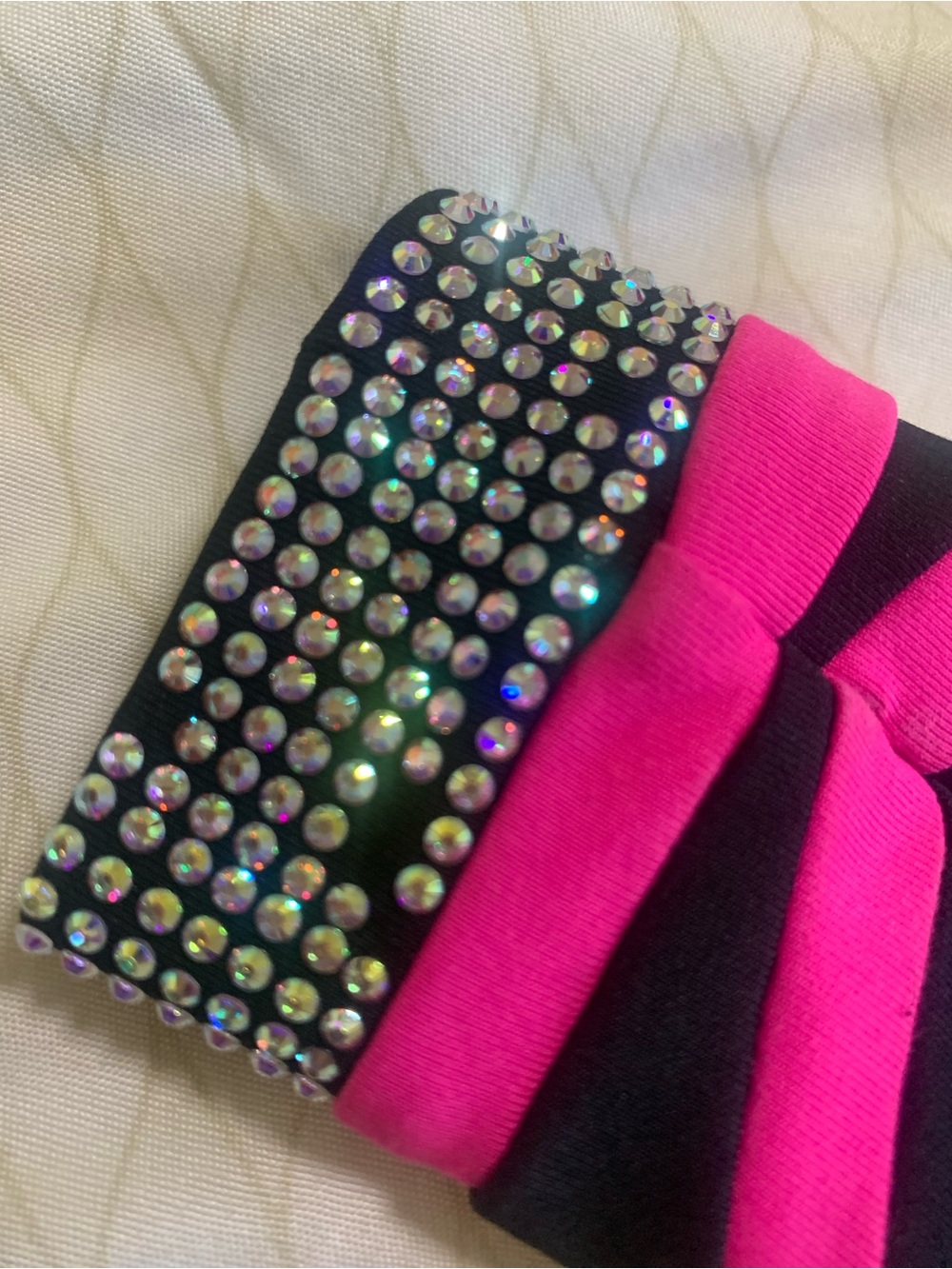 Fierce Black & Hot Pink Rhinestone Cheer Crop Top - Picture 8 of 10